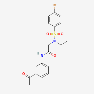 molecular formula C18H19BrN2O4S B5187371 N~1~-(3-acetylphenyl)-N~2~-[(4-bromophenyl)sulfonyl]-N~2~-ethylglycinamide 