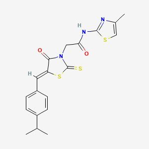 molecular formula C19H19N3O2S3 B5187379 2-[5-(4-isopropylbenzylidene)-4-oxo-2-thioxo-1,3-thiazolidin-3-yl]-N-(4-methyl-1,3-thiazol-2-yl)acetamide 