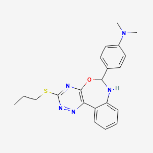 molecular formula C21H23N5OS B5187392 N,N-dimethyl-4-[3-(propylthio)-6,7-dihydro[1,2,4]triazino[5,6-d][3,1]benzoxazepin-6-yl]aniline 