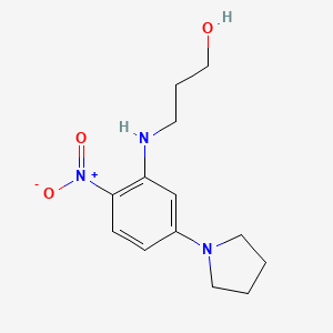 molecular formula C13H19N3O3 B5187439 3-{[2-nitro-5-(1-pyrrolidinyl)phenyl]amino}-1-propanol 