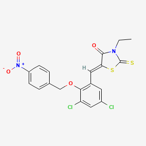 molecular formula C19H14Cl2N2O4S2 B5187474 5-{3,5-dichloro-2-[(4-nitrobenzyl)oxy]benzylidene}-3-ethyl-2-thioxo-1,3-thiazolidin-4-one 