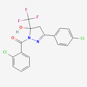 molecular formula C17H11Cl2F3N2O2 B5187480 1-(2-chlorobenzoyl)-3-(4-chlorophenyl)-5-(trifluoromethyl)-4,5-dihydro-1H-pyrazol-5-ol 