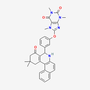 molecular formula C33H31N5O4 B5187488 8-[3-(2,2-dimethyl-4-oxo-1,2,3,4,5,6-hexahydrobenzo[a]phenanthridin-5-yl)phenoxy]-1,3,7-trimethyl-3,7-dihydro-1H-purine-2,6-dione 
