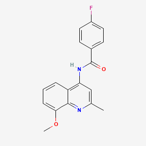 molecular formula C18H15FN2O2 B5187492 4-fluoro-N-(8-methoxy-2-methyl-4-quinolinyl)benzamide 