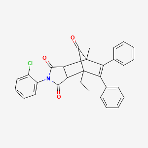 molecular formula C30H24ClNO3 B5187502 4-(2-chlorophenyl)-1-ethyl-7-methyl-8,9-diphenyl-4-azatricyclo[5.2.1.0~2,6~]dec-8-ene-3,5,10-trione 