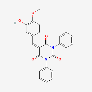 molecular formula C24H18N2O5 B5187529 5-(3-hydroxy-4-methoxybenzylidene)-1,3-diphenyl-2,4,6(1H,3H,5H)-pyrimidinetrione 