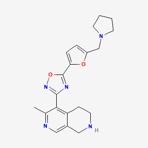 molecular formula C20H23N5O2 B5187572 6-methyl-5-{5-[5-(1-pyrrolidinylmethyl)-2-furyl]-1,2,4-oxadiazol-3-yl}-1,2,3,4-tetrahydro-2,7-naphthyridine bis(trifluoroacetate) 
