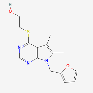 molecular formula C15H17N3O2S B5187576 2-{[7-(2-furylmethyl)-5,6-dimethyl-7H-pyrrolo[2,3-d]pyrimidin-4-yl]thio}ethanol 