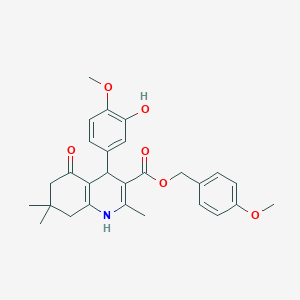 molecular formula C28H31NO6 B5187631 4-methoxybenzyl 4-(3-hydroxy-4-methoxyphenyl)-2,7,7-trimethyl-5-oxo-1,4,5,6,7,8-hexahydro-3-quinolinecarboxylate 