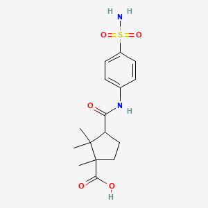 molecular formula C16H22N2O5S B5187642 3-({[4-(aminosulfonyl)phenyl]amino}carbonyl)-1,2,2-trimethylcyclopentanecarboxylic acid 