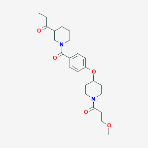 molecular formula C24H34N2O5 B5187651 1-[1-(4-{[1-(3-methoxypropanoyl)-4-piperidinyl]oxy}benzoyl)-3-piperidinyl]-1-propanone 