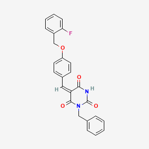 molecular formula C25H19FN2O4 B5187772 1-benzyl-5-{4-[(2-fluorobenzyl)oxy]benzylidene}-2,4,6(1H,3H,5H)-pyrimidinetrione 