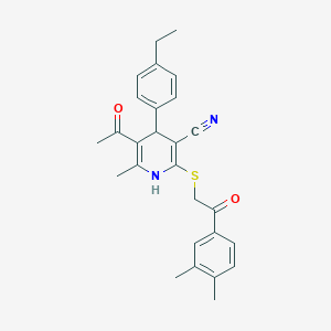 molecular formula C27H28N2O2S B5187784 5-acetyl-2-{[2-(3,4-dimethylphenyl)-2-oxoethyl]thio}-4-(4-ethylphenyl)-6-methyl-1,4-dihydro-3-pyridinecarbonitrile 