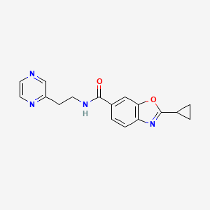 molecular formula C17H16N4O2 B5187856 2-cyclopropyl-N-[2-(2-pyrazinyl)ethyl]-1,3-benzoxazole-6-carboxamide 