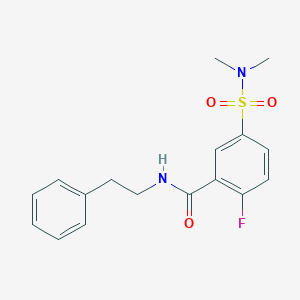 molecular formula C17H19FN2O3S B5187911 5-[(dimethylamino)sulfonyl]-2-fluoro-N-(2-phenylethyl)benzamide 