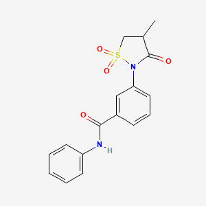 molecular formula C17H16N2O4S B5187915 3-(4-methyl-1,1-dioxido-3-oxo-2-isothiazolidinyl)-N-phenylbenzamide 