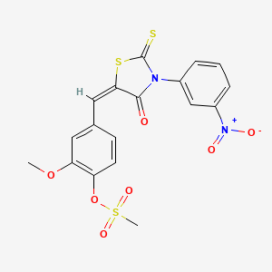 molecular formula C18H14N2O7S3 B5187943 2-methoxy-4-{[3-(3-nitrophenyl)-4-oxo-2-thioxo-1,3-thiazolidin-5-ylidene]methyl}phenyl methanesulfonate 