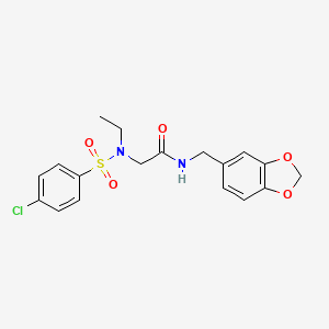molecular formula C18H19ClN2O5S B5187972 N~1~-(1,3-benzodioxol-5-ylmethyl)-N~2~-[(4-chlorophenyl)sulfonyl]-N~2~-ethylglycinamide 