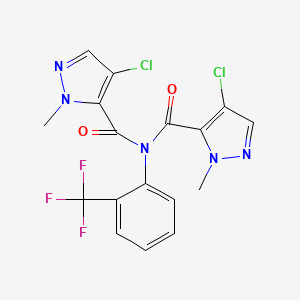 molecular formula C17H12Cl2F3N5O2 B5188005 4-chloro-N-[(4-chloro-1-methyl-1H-pyrazol-5-yl)carbonyl]-1-methyl-N-[2-(trifluoromethyl)phenyl]-1H-pyrazole-5-carboxamide 