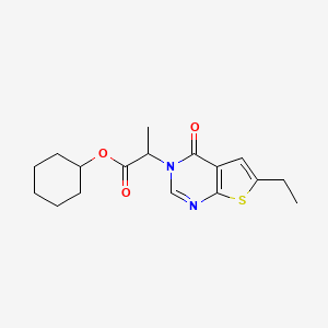 molecular formula C17H22N2O3S B5188027 cyclohexyl 2-(6-ethyl-4-oxothieno[2,3-d]pyrimidin-3(4H)-yl)propanoate 