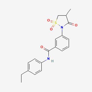 molecular formula C19H20N2O4S B5188108 N-(4-ethylphenyl)-3-(4-methyl-1,1-dioxido-3-oxo-2-isothiazolidinyl)benzamide 
