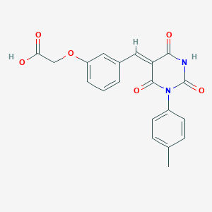molecular formula C20H16N2O6 B5188114 (3-{[1-(4-methylphenyl)-2,4,6-trioxotetrahydro-5(2H)-pyrimidinylidene]methyl}phenoxy)acetic acid 