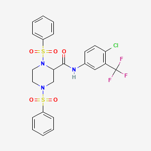 N-[4-chloro-3-(trifluoromethyl)phenyl]-1,4-bis(phenylsulfonyl)-2-piperazinecarboxamide