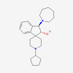 molecular formula C24H36N2O B5188126 rel-(2R,3R)-3-(1-azepanyl)-1'-cyclopentyl-2,3-dihydrospiro[indene-1,4'-piperidin]-2-ol bis(trifluoroacetate) (salt) 