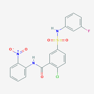molecular formula C19H13ClFN3O5S B5188143 2-chloro-5-{[(3-fluorophenyl)amino]sulfonyl}-N-(2-nitrophenyl)benzamide 