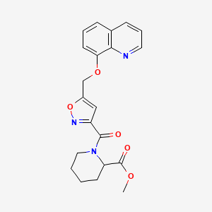 molecular formula C21H21N3O5 B5188148 methyl 1-({5-[(8-quinolinyloxy)methyl]-3-isoxazolyl}carbonyl)-2-piperidinecarboxylate 