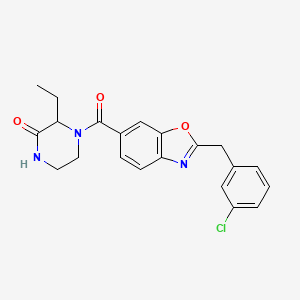molecular formula C21H20ClN3O3 B5188159 4-{[2-(3-chlorobenzyl)-1,3-benzoxazol-6-yl]carbonyl}-3-ethyl-2-piperazinone 