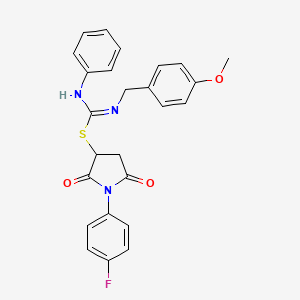 1-(4-fluorophenyl)-2,5-dioxo-3-pyrrolidinyl N-(4-methoxybenzyl)-N'-phenylimidothiocarbamate
