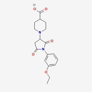 molecular formula C18H22N2O5 B5188330 1-[1-(3-ethoxyphenyl)-2,5-dioxo-3-pyrrolidinyl]-4-piperidinecarboxylic acid 