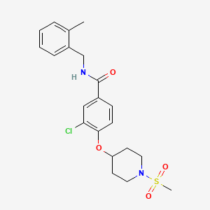 molecular formula C21H25ClN2O4S B5188350 3-chloro-N-(2-methylbenzyl)-4-{[1-(methylsulfonyl)-4-piperidinyl]oxy}benzamide 
