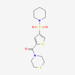 molecular formula C14H20N2O3S3 B5188356 4-{[4-(1-piperidinylsulfonyl)-2-thienyl]carbonyl}thiomorpholine 