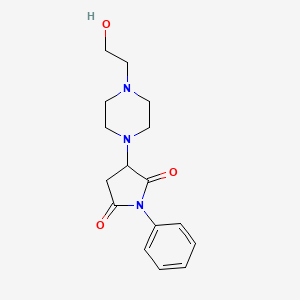 molecular formula C16H21N3O3 B5188358 3-[4-(2-hydroxyethyl)-1-piperazinyl]-1-phenyl-2,5-pyrrolidinedione 