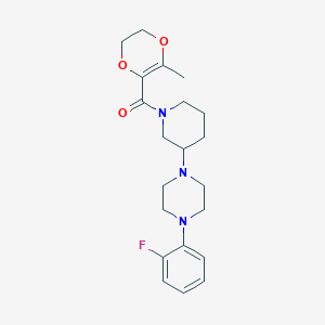 molecular formula C21H28FN3O3 B5188373 1-(2-fluorophenyl)-4-{1-[(3-methyl-5,6-dihydro-1,4-dioxin-2-yl)carbonyl]-3-piperidinyl}piperazine 