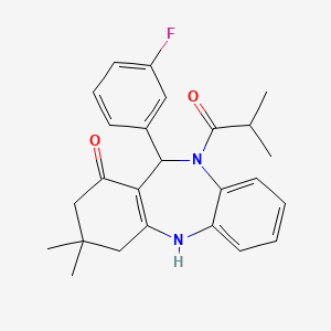 molecular formula C25H27FN2O2 B5188478 11-(3-fluorophenyl)-10-isobutyryl-3,3-dimethyl-2,3,4,5,10,11-hexahydro-1H-dibenzo[b,e][1,4]diazepin-1-one 