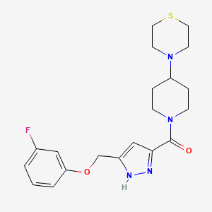 molecular formula C20H25FN4O2S B5188515 4-[1-({5-[(3-fluorophenoxy)methyl]-1H-pyrazol-3-yl}carbonyl)-4-piperidinyl]thiomorpholine 