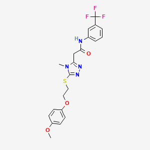 molecular formula C21H21F3N4O3S B5188555 2-(5-{[2-(4-methoxyphenoxy)ethyl]thio}-4-methyl-4H-1,2,4-triazol-3-yl)-N-[3-(trifluoromethyl)phenyl]acetamide 