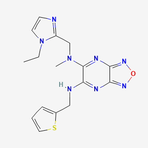 molecular formula C16H18N8OS B5188676 N-[(1-ethyl-1H-imidazol-2-yl)methyl]-N-methyl-N'-(2-thienylmethyl)[1,2,5]oxadiazolo[3,4-b]pyrazine-5,6-diamine 