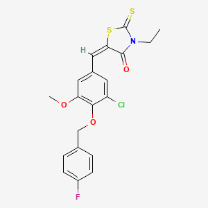 molecular formula C20H17ClFNO3S2 B5188720 5-{3-chloro-4-[(4-fluorobenzyl)oxy]-5-methoxybenzylidene}-3-ethyl-2-thioxo-1,3-thiazolidin-4-one 