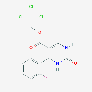 molecular formula C14H12Cl3FN2O3 B5188750 2,2,2-trichloroethyl 4-(2-fluorophenyl)-6-methyl-2-oxo-1,2,3,4-tetrahydro-5-pyrimidinecarboxylate 