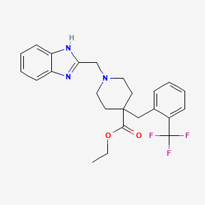 molecular formula C24H26F3N3O2 B5188774 ethyl 1-(1H-benzimidazol-2-ylmethyl)-4-[2-(trifluoromethyl)benzyl]-4-piperidinecarboxylate 