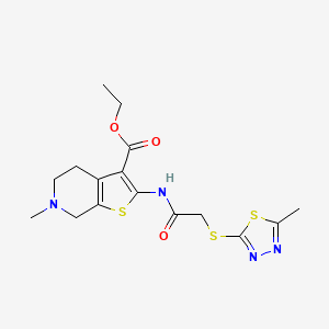 molecular formula C16H20N4O3S3 B5188809 ethyl 6-methyl-2-({[(5-methyl-1,3,4-thiadiazol-2-yl)thio]acetyl}amino)-4,5,6,7-tetrahydrothieno[2,3-c]pyridine-3-carboxylate 