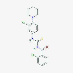 molecular formula C19H19Cl2N3OS B5188840 2-chloro-N-({[3-chloro-4-(1-piperidinyl)phenyl]amino}carbonothioyl)benzamide 