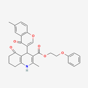molecular formula C29H27NO6 B5188857 2-phenoxyethyl 2-methyl-4-(6-methyl-4-oxo-4H-chromen-3-yl)-5-oxo-1,4,5,6,7,8-hexahydro-3-quinolinecarboxylate 