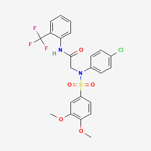 molecular formula C23H20ClF3N2O5S B5188867 N~2~-(4-chlorophenyl)-N~2~-[(3,4-dimethoxyphenyl)sulfonyl]-N~1~-[2-(trifluoromethyl)phenyl]glycinamide 
