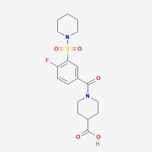 1-(4-Fluoro-3-piperidin-1-ylsulfonylbenzoyl)piperidine-4-carboxylic acid