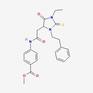 Methyl 4-({[1-ethyl-5-oxo-3-(2-phenylethyl)-2-thioxoimidazolidin-4-yl]acetyl}amino)benzoate